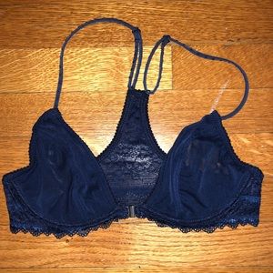 Navy Blue Front Clasp Racerback Bralette